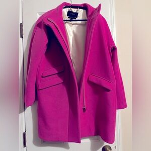 J.Crew Pink cocoon coat Italian wool 12 petite like new never worn.